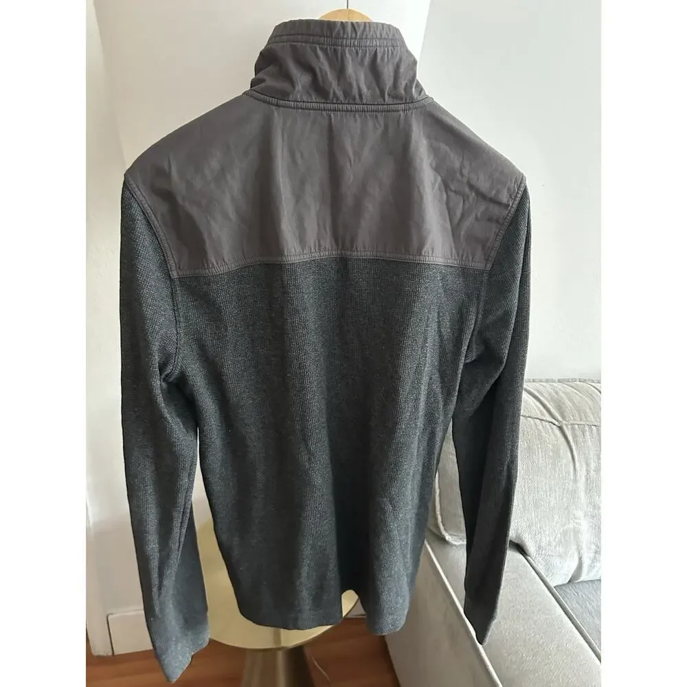 Banana Republic Snap Neck Pullover Sweater Gray Preppy Minimalist